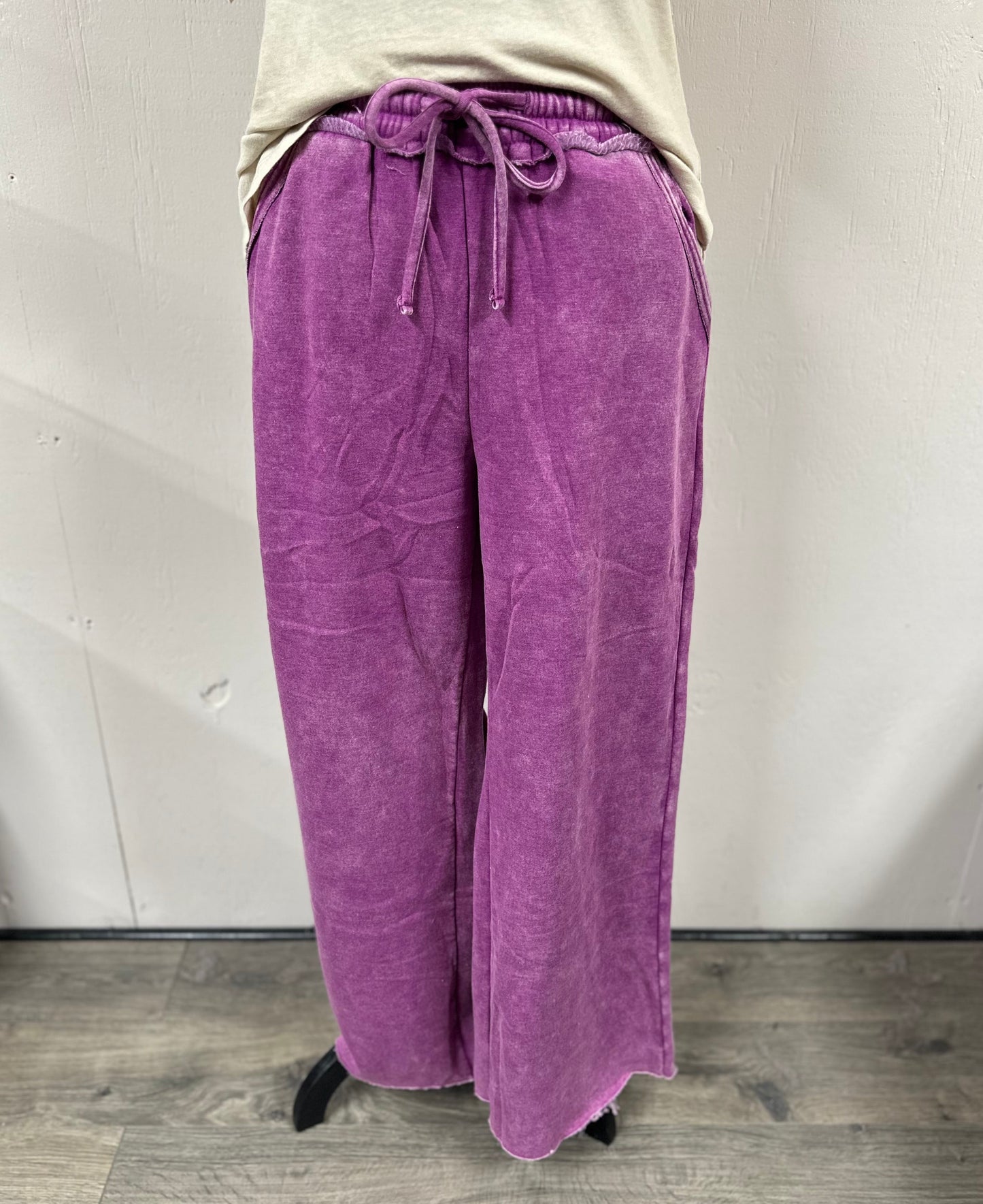 Zenana Acid Wash Fleece Sweatpants