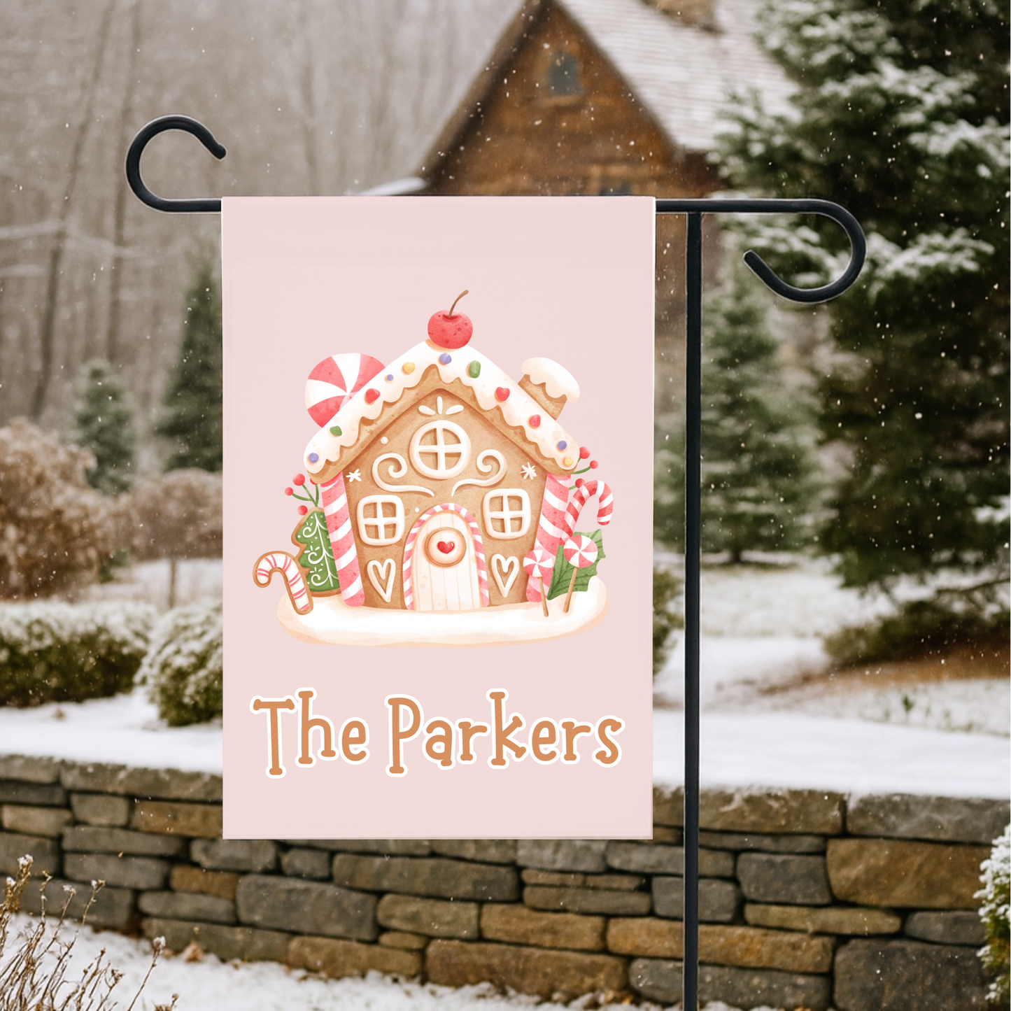Gingerbread House Garden Flag