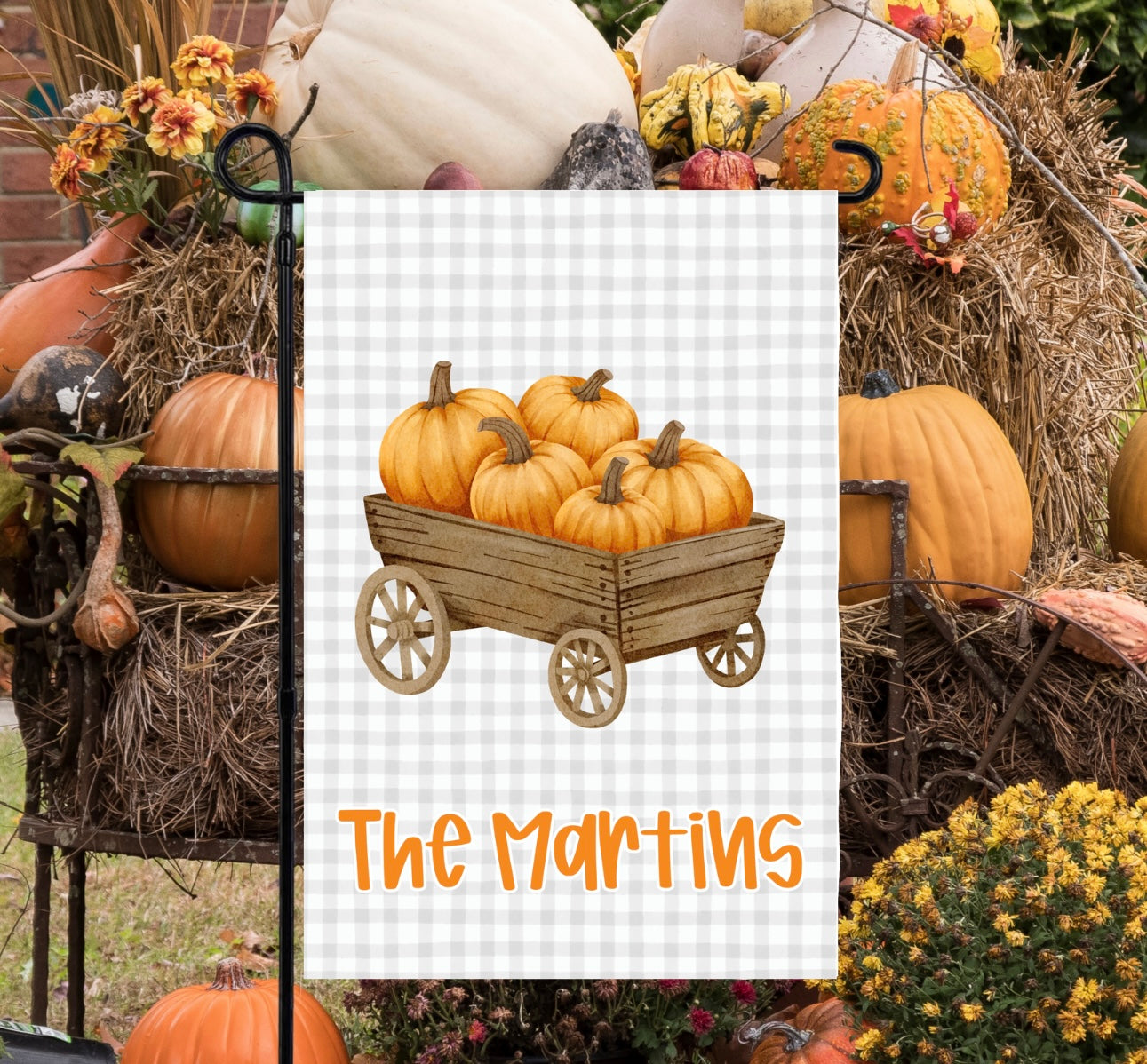 Pumpkin Wagon Garden Flag