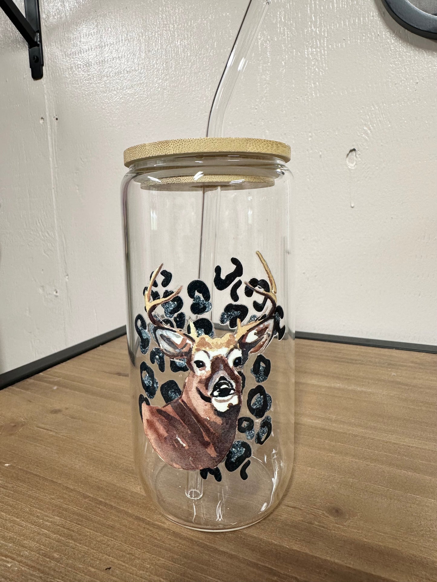 Leopard Deer Beer Can Glass