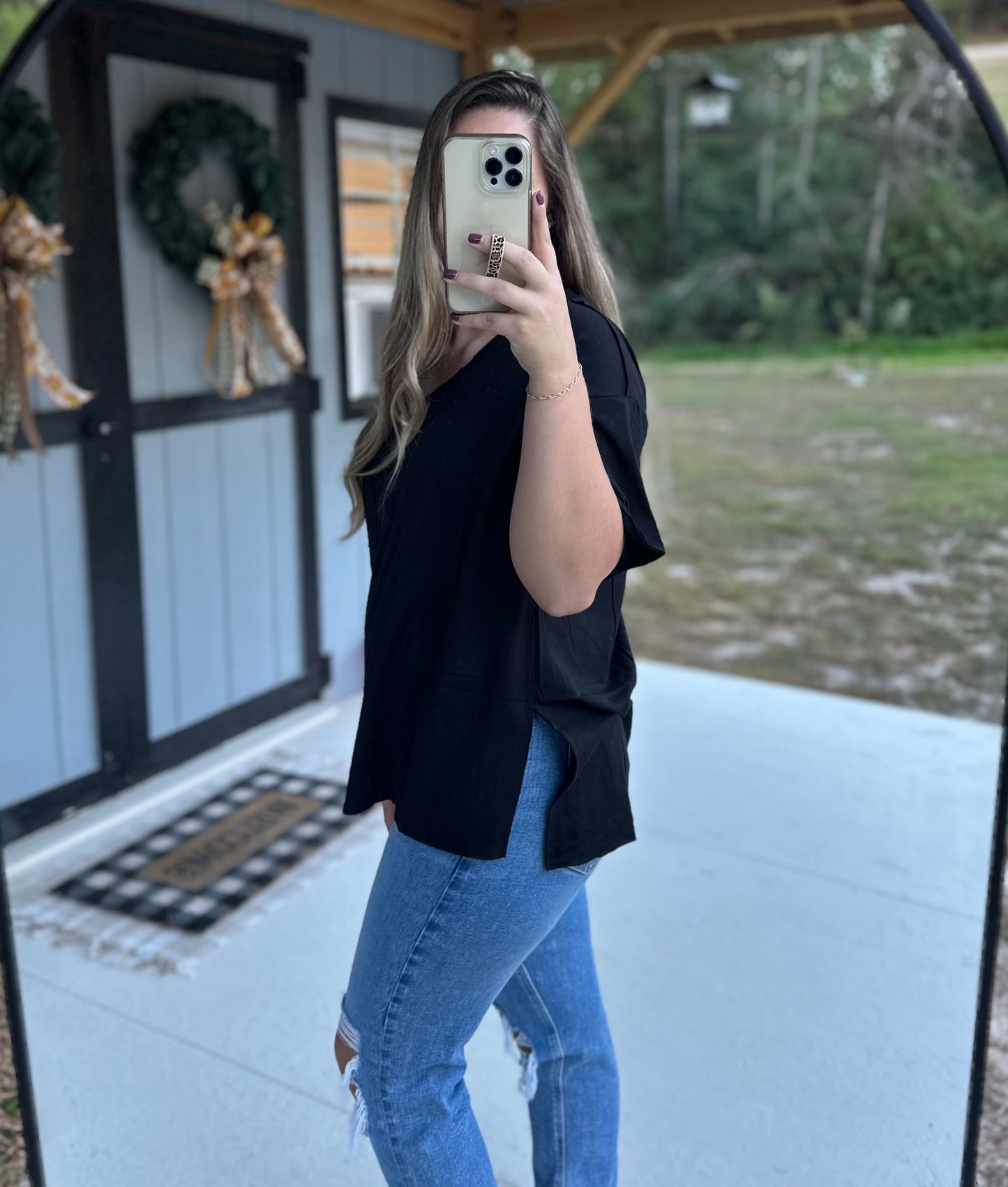 Black Raw Edge Boyfriend Tee