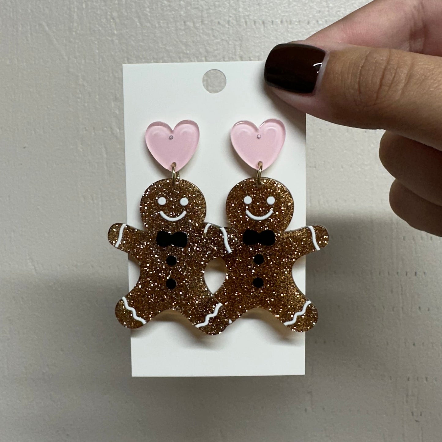 Glitter Gingerbread Man Earrings