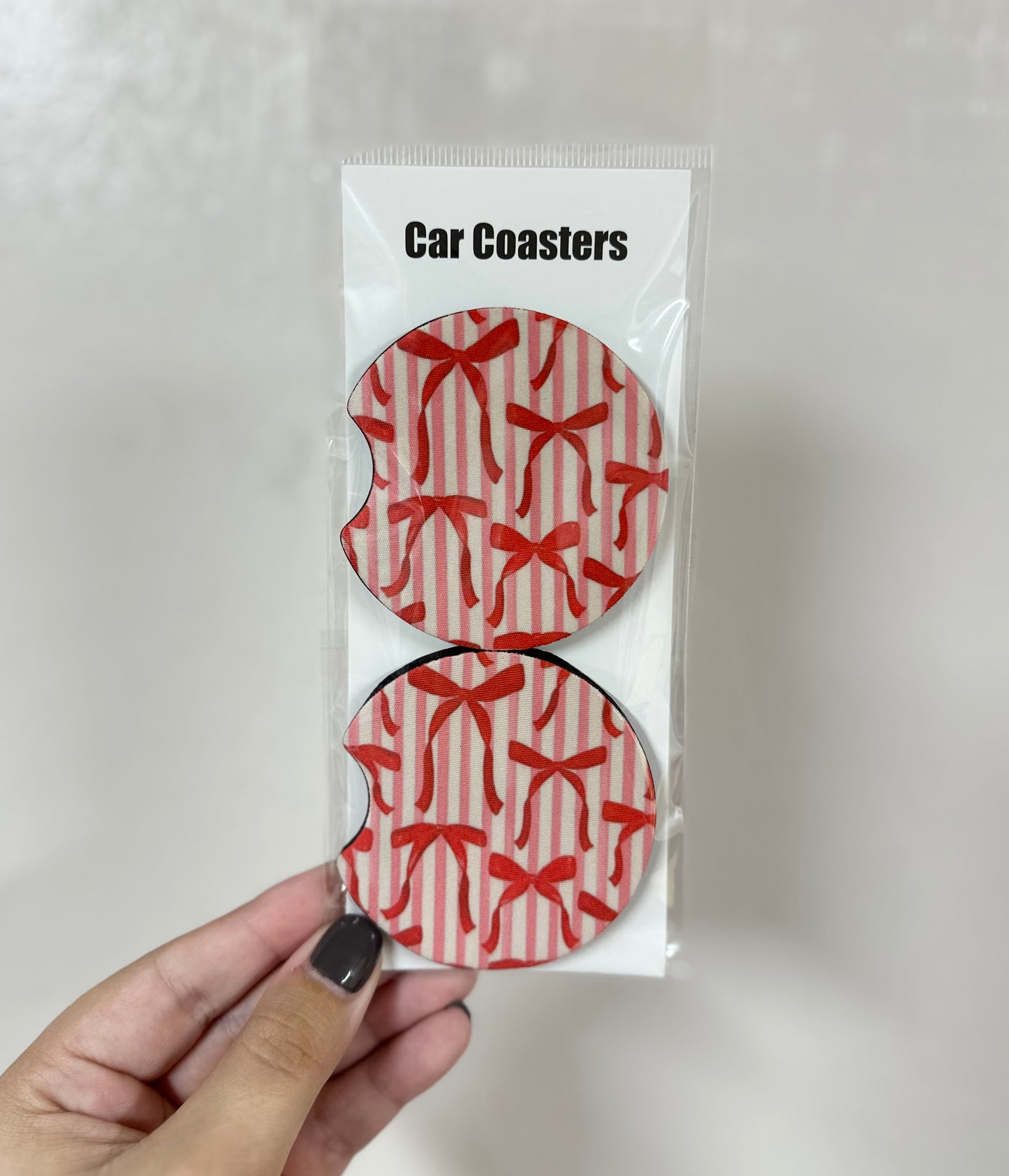 Red Bows Car Coasters