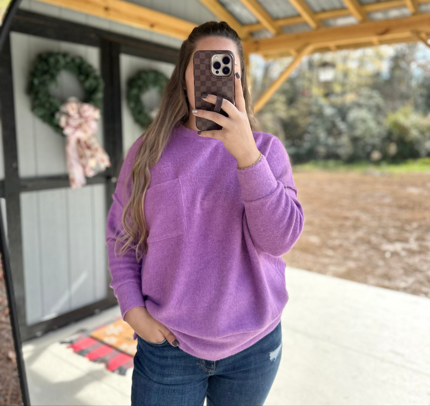 Violet Drop Shoulder Oversized Sweater