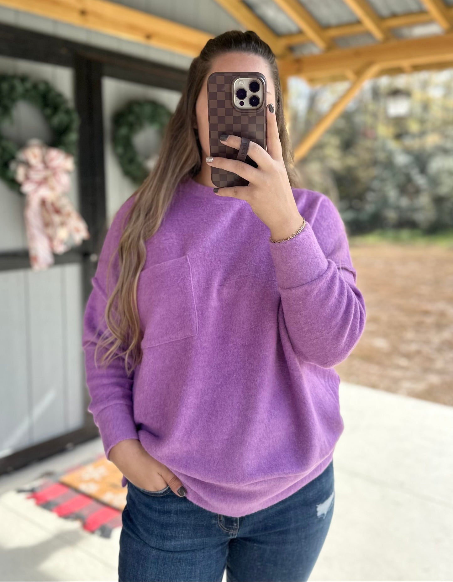 Violet Drop Shoulder Oversized Sweater