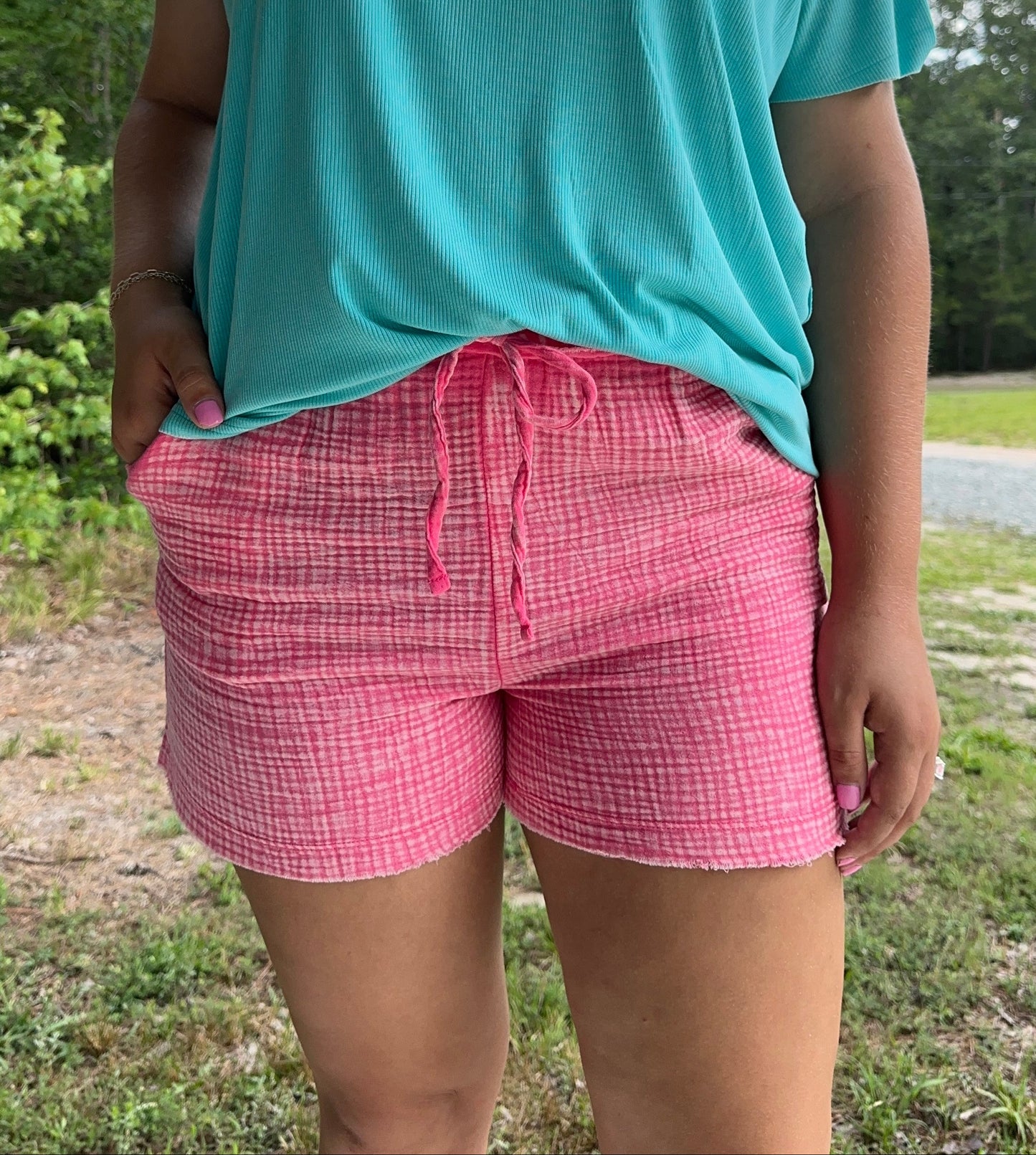 Hot Pink Double Gauze Shorts