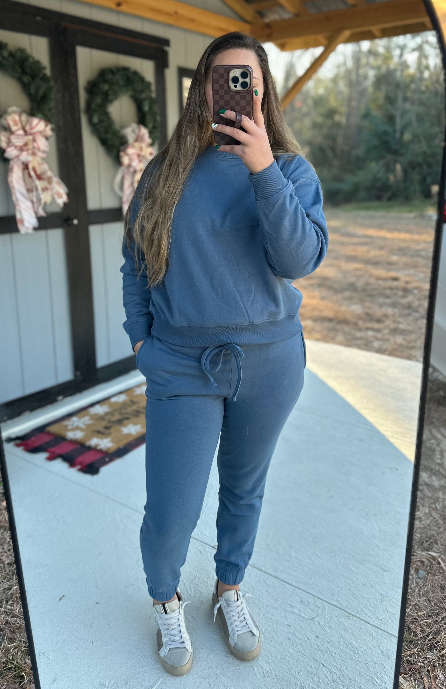 Zenana Fleece Long Sleeve Jogger Set