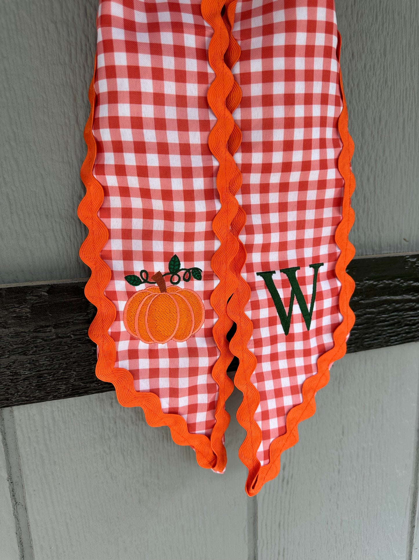 Embroidered Pumpkin Wreath Sash
