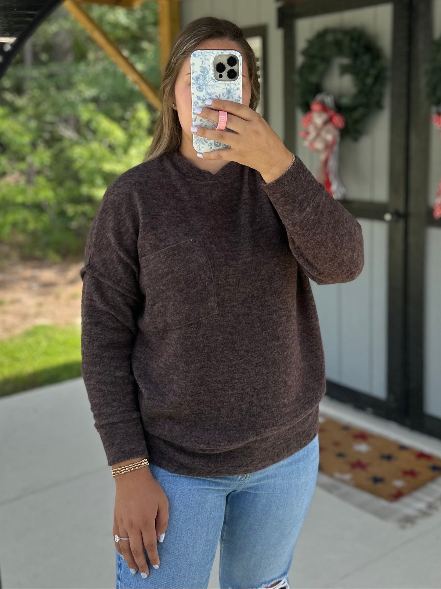 Dark Brown Drop Shoulder Oversized Sweater