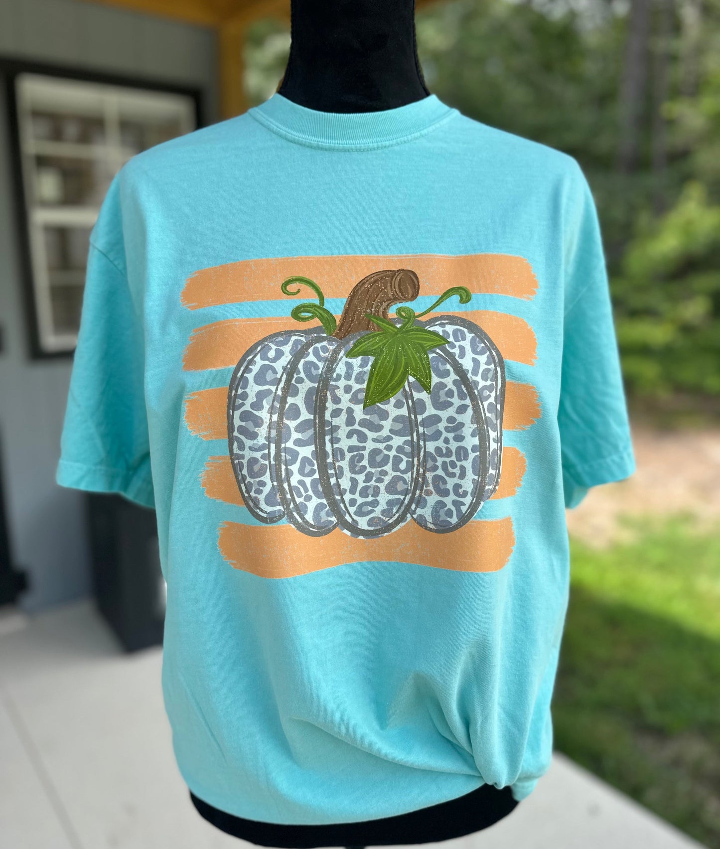 Stripes & Leopard Pumpkin Short Sleeve