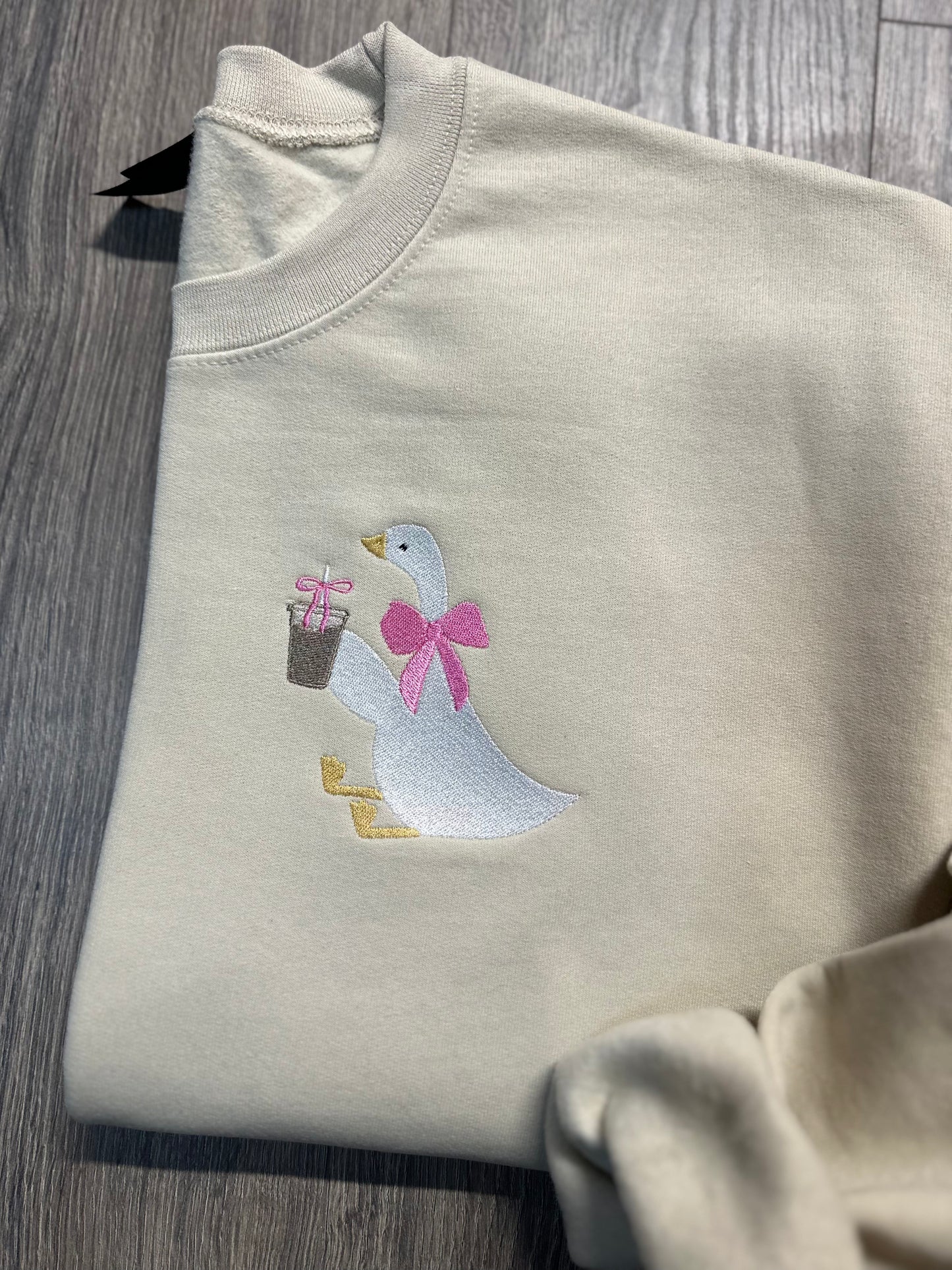 Embroidered Goose & Coffee Sweatshirt