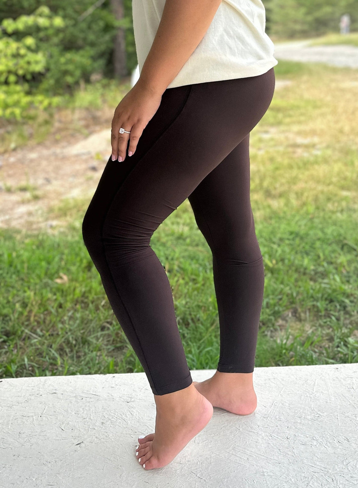 Dark Brown Wide Waistband Leggings