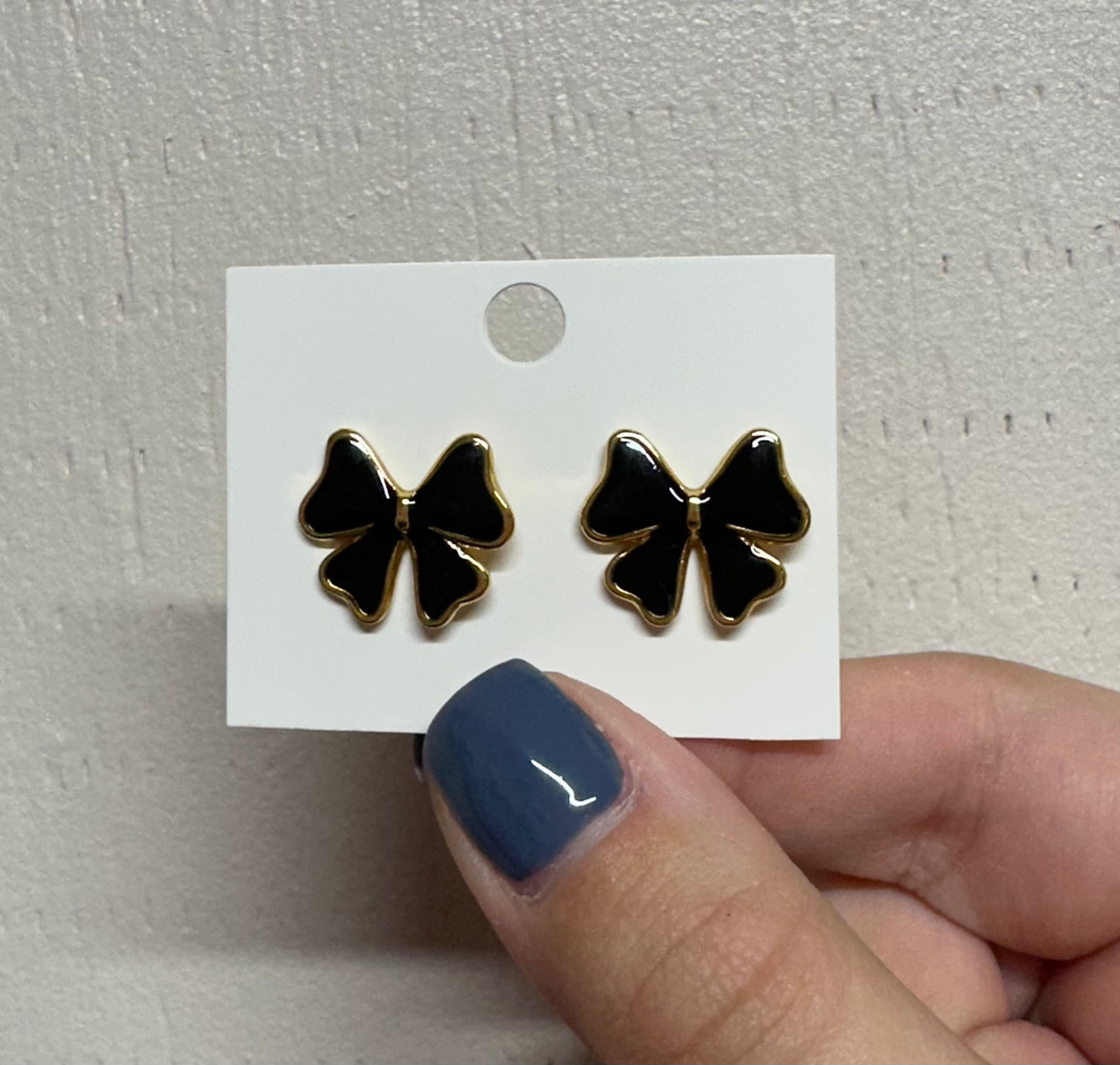 Black & Gold Bow Stud Earrings