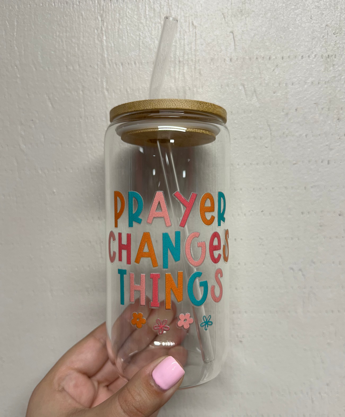 Prayer Changes Things Beer Can Glass