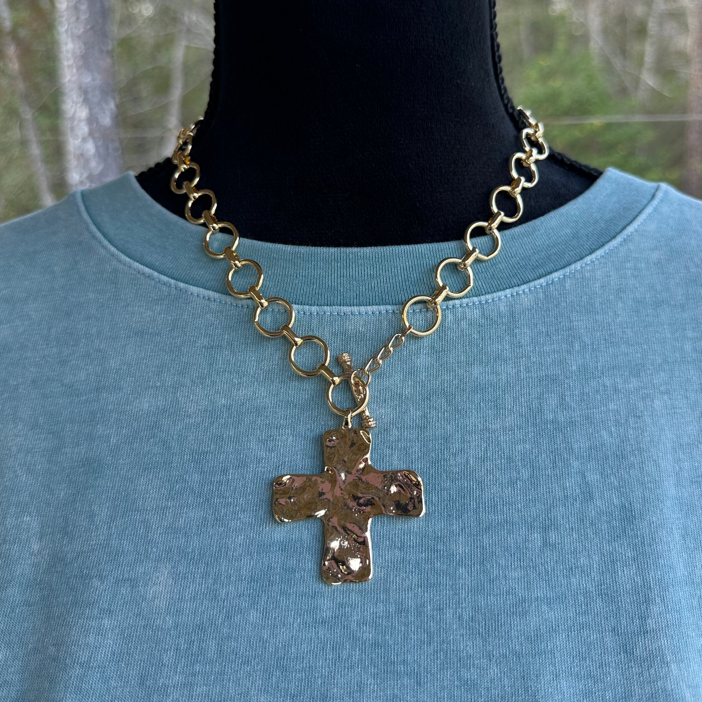 Hammered Cross Necklace