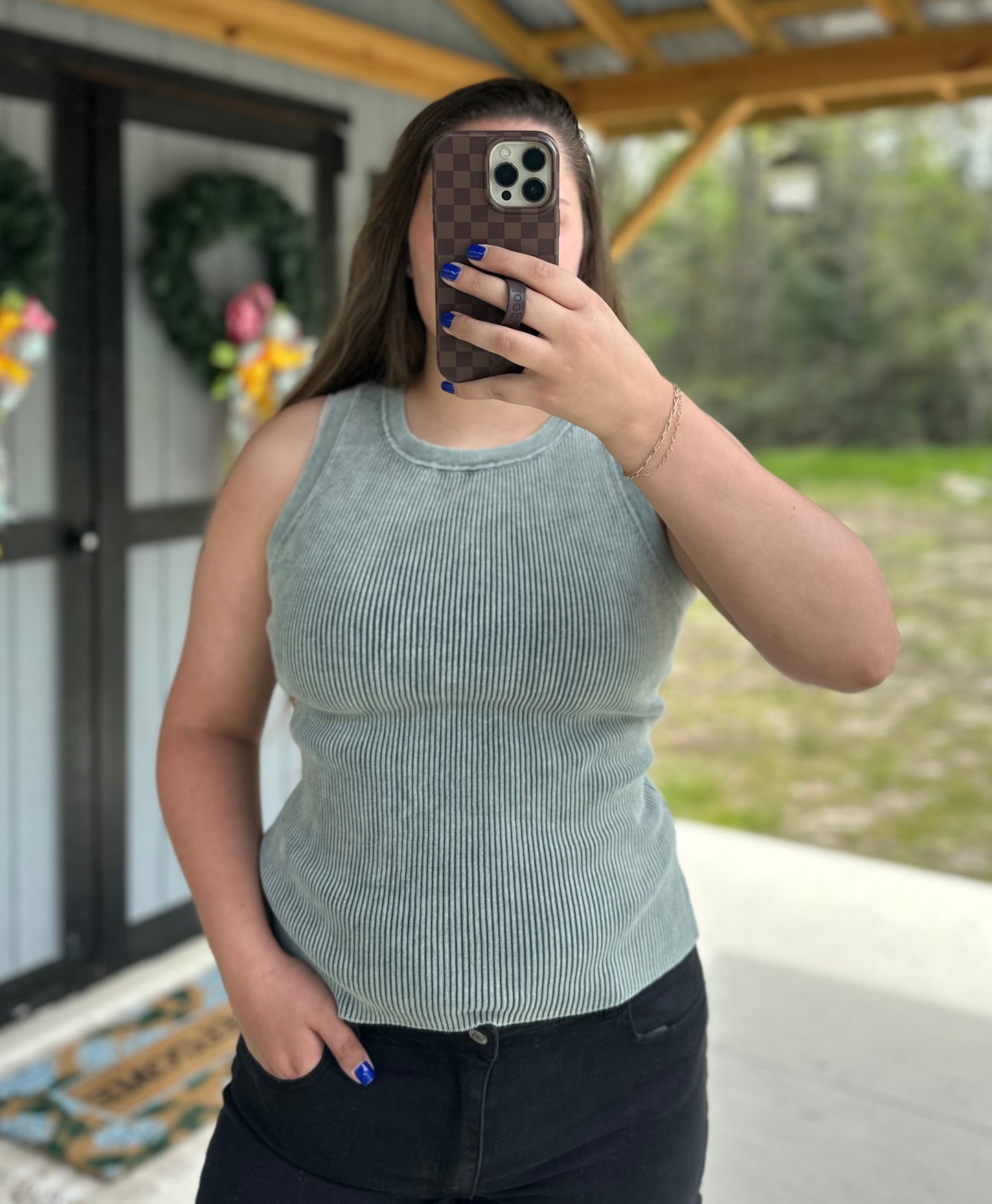 Ash Jade Ribbed Tank Top