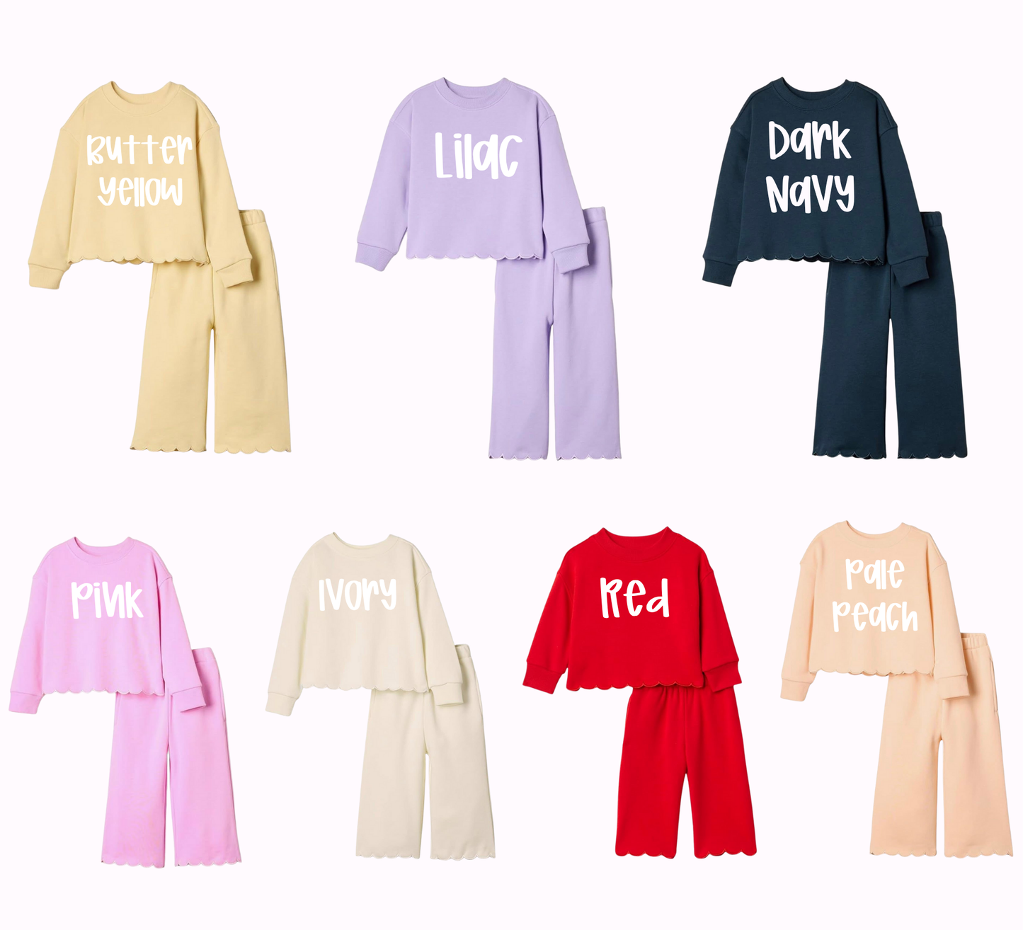 Kids Embroidered Monogram Scallop Set