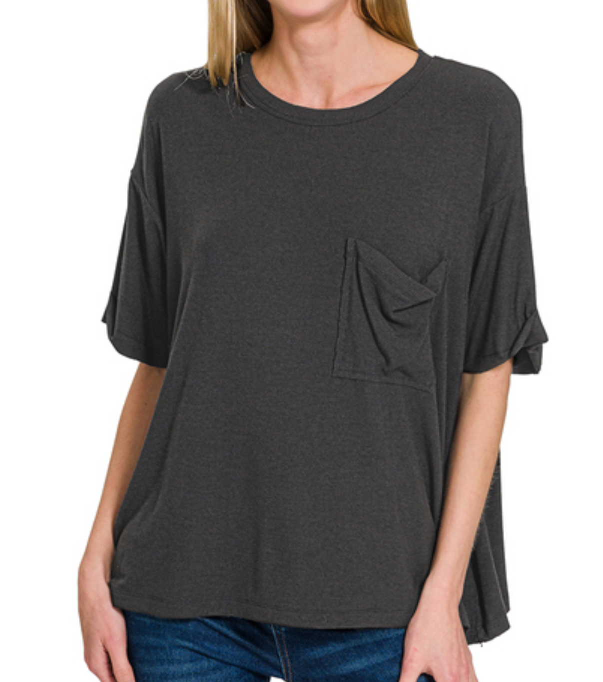 Zenana Oversized Ribbed Short Sleeve