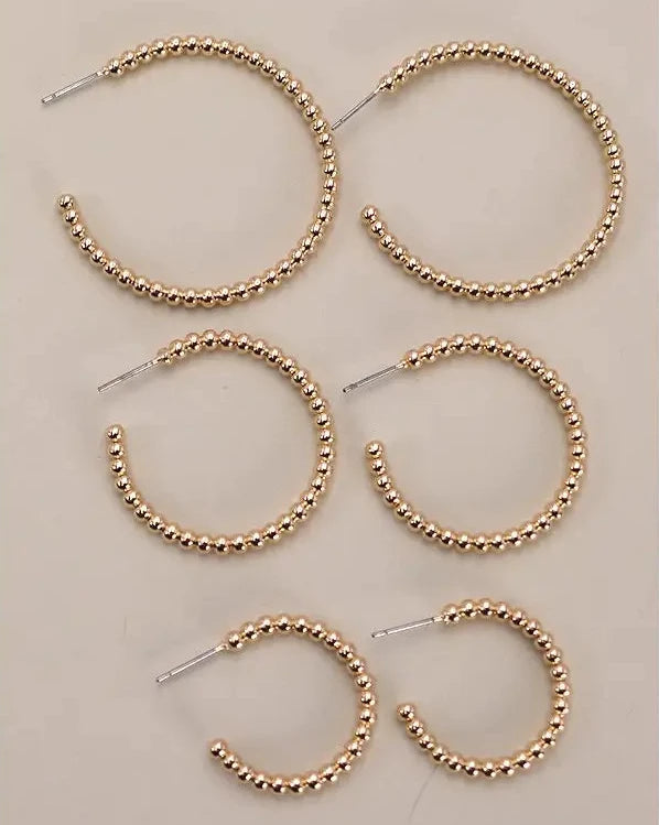 Ball Hoop Earrings-3 Size Pack
