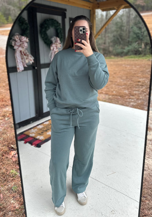 Zenana Ash Jade Fleece Long Sleeve & Pants Set