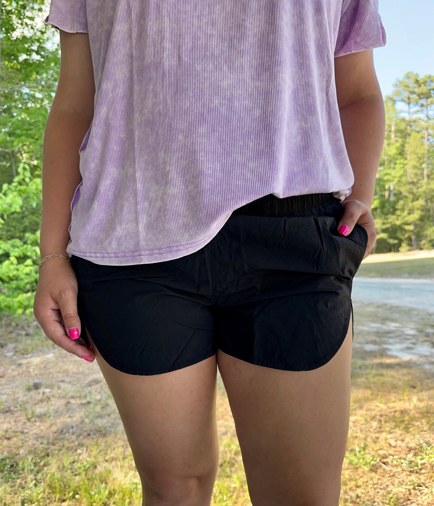 Windbreaker Smocked Waistband Shorts-3 Color Options