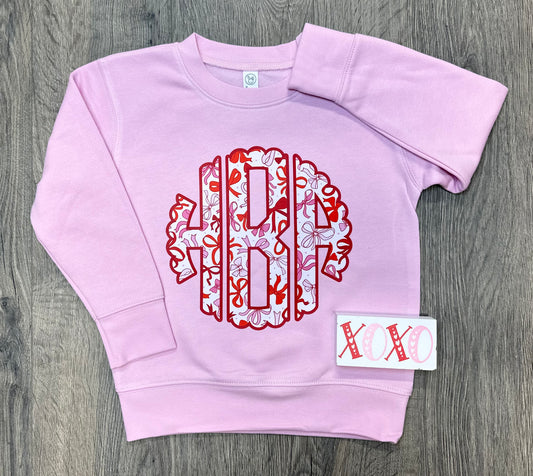 Red & Pink Bows Monogram Sweatshirt