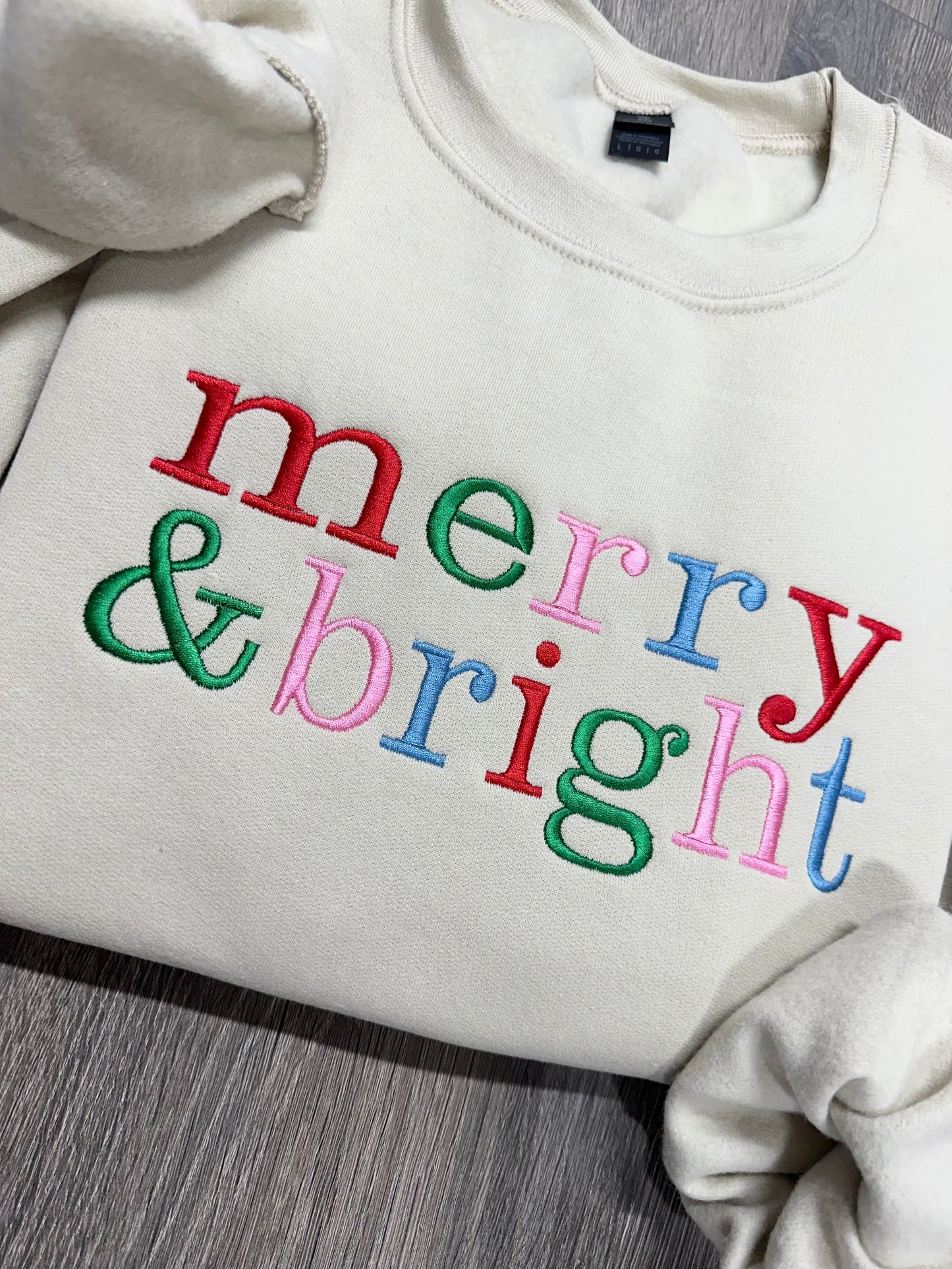 Embroidered Merry & Bright Sweatshirt