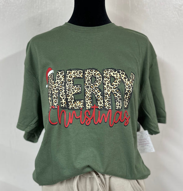 Leopard Merry Christmas Short Sleeve