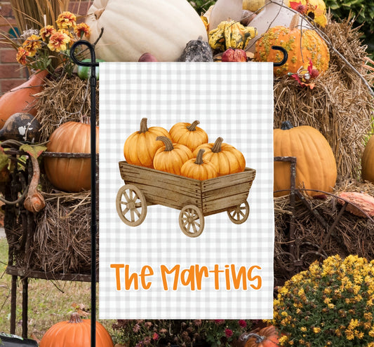 Pumpkin Wagon Garden Flag