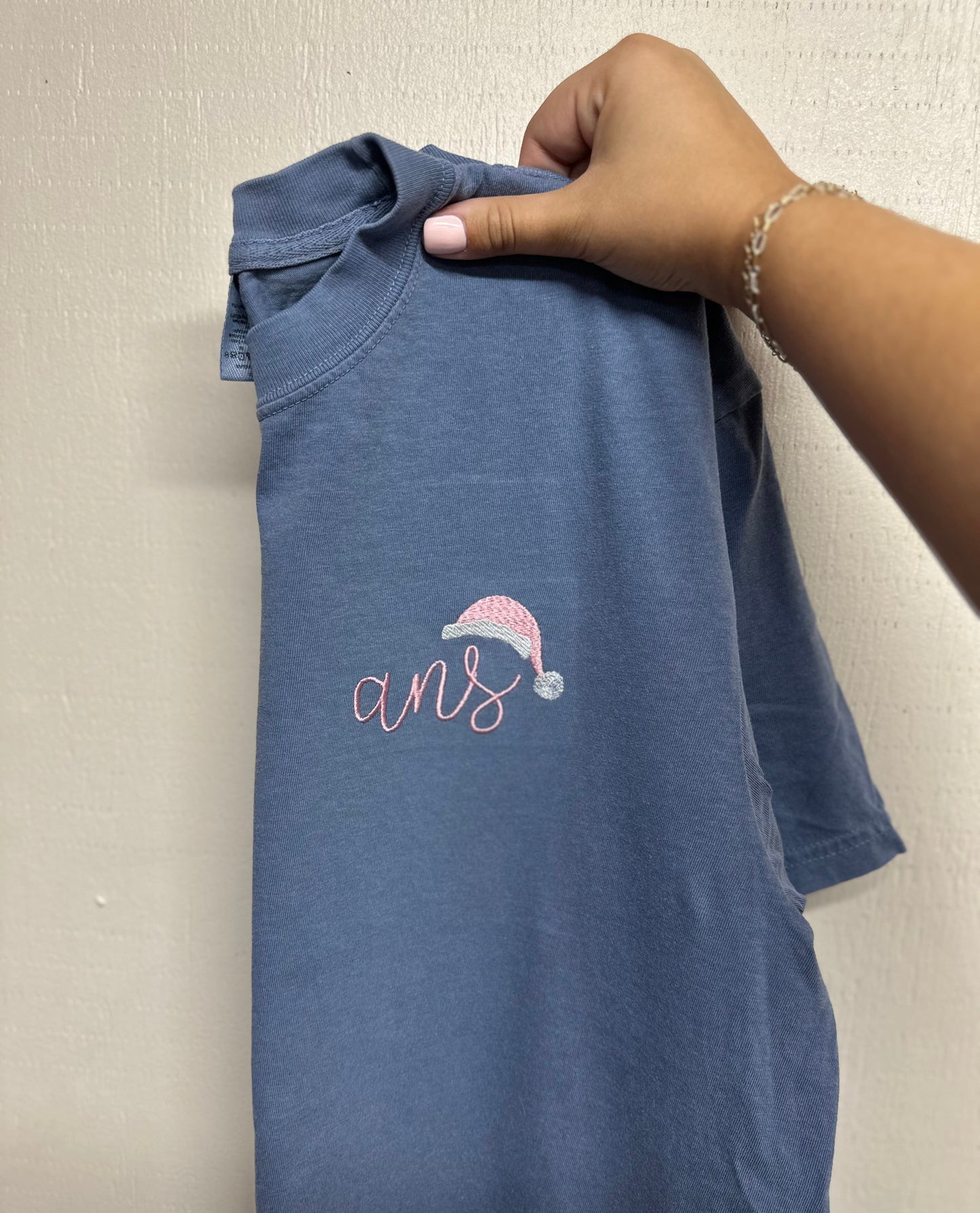 Embroidered Santa Hat Monogram Short Sleeve