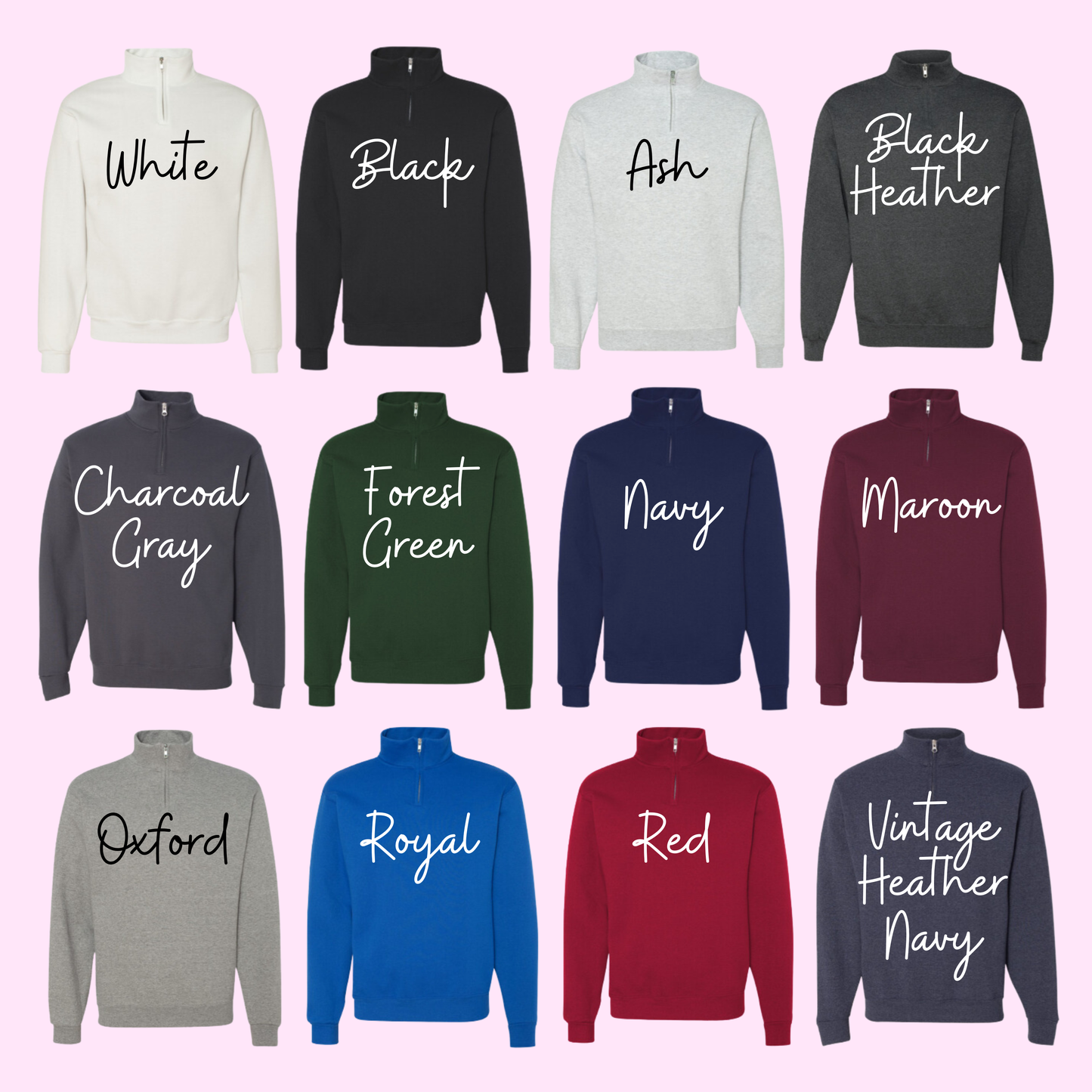 Embroidered Monogram Quarter Zip Sweatshirt