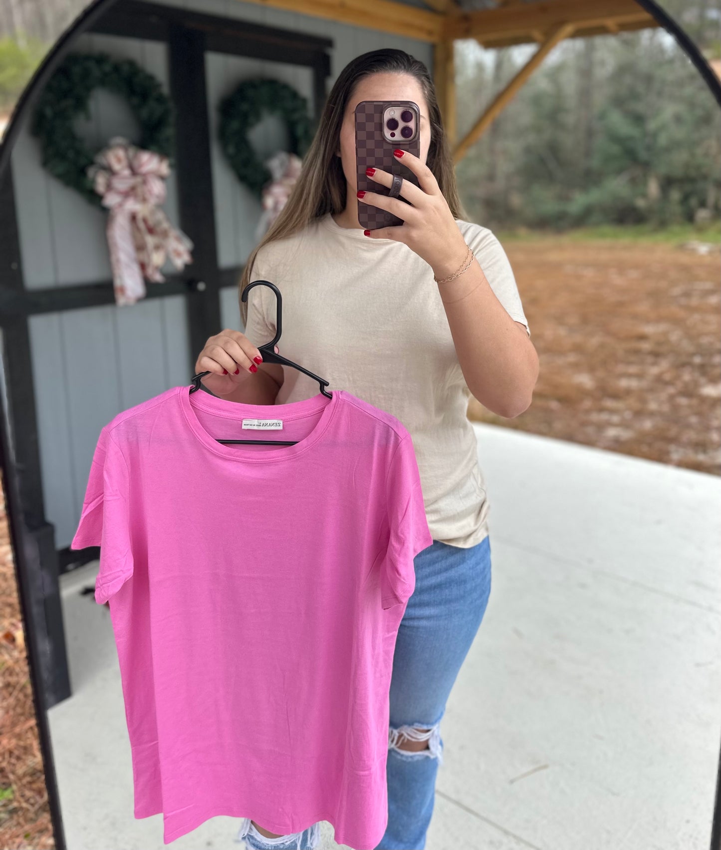 Zenana Round Neck Boyfriend Tee-2 Color Options