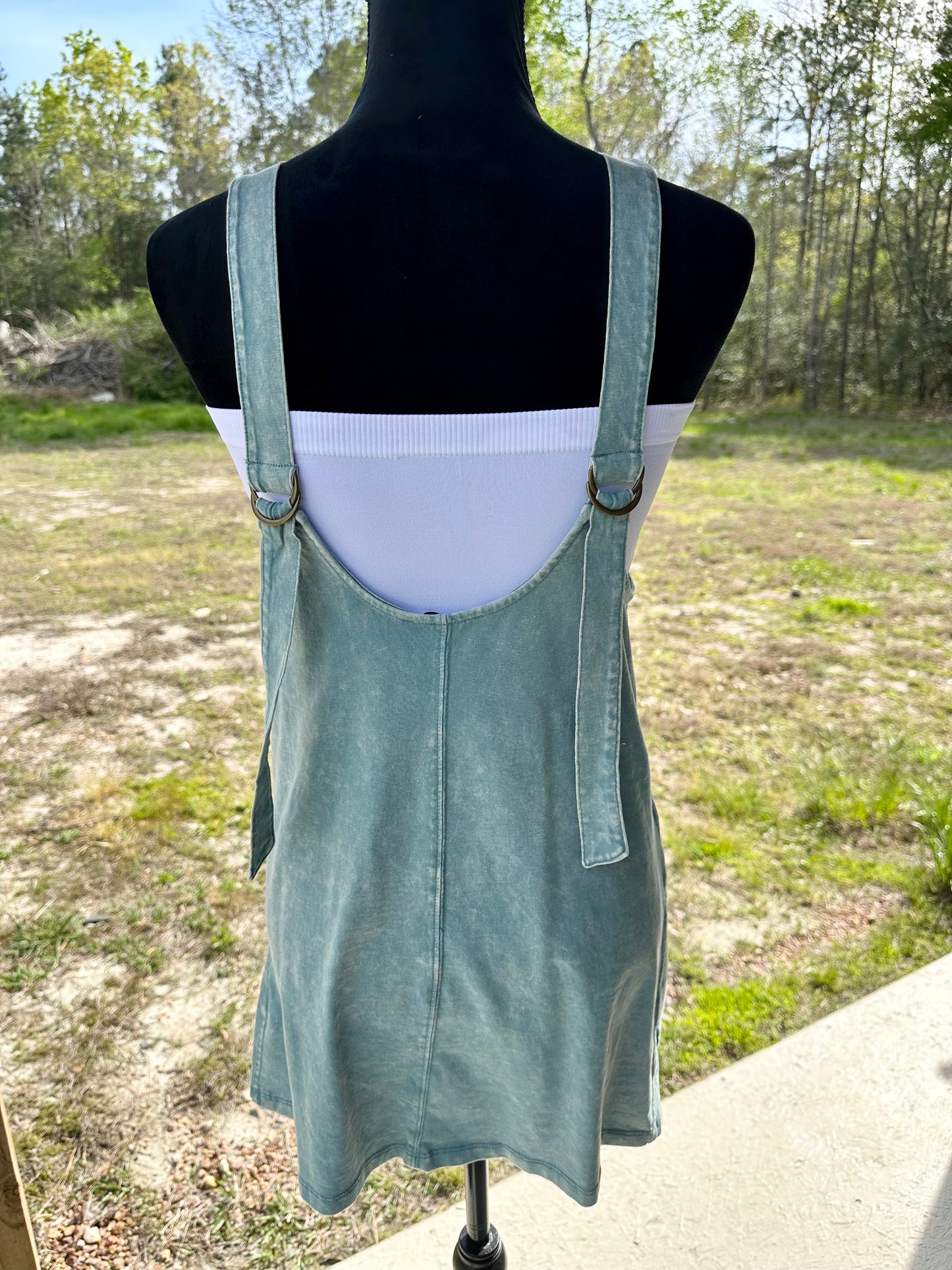 Ash Blue Cotton Dress With Pockets