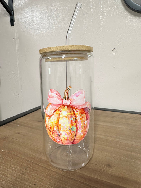 Disco Pumpkin Beer Can Glass