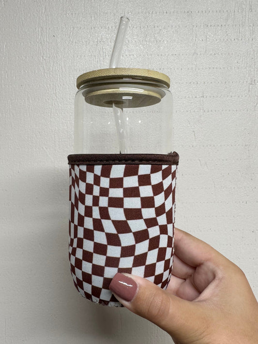 Brown Checkered Coffee Sleeve