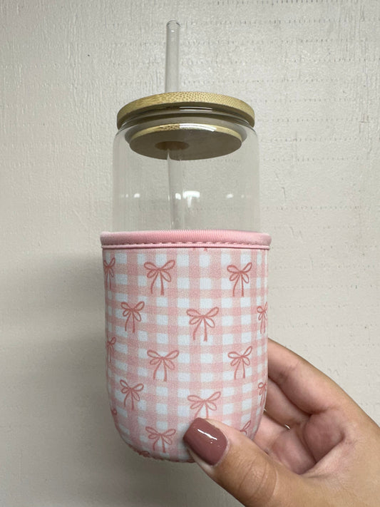Checkered Bows Coffee Sleeve