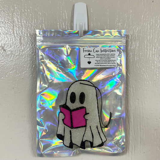 Ghost Reading Book Car Freshie