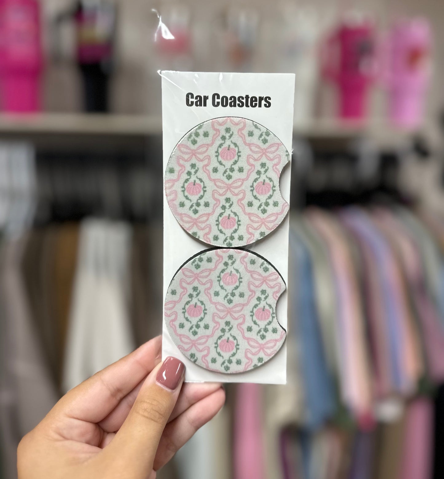 Pumpkins & Bows Car Coasters