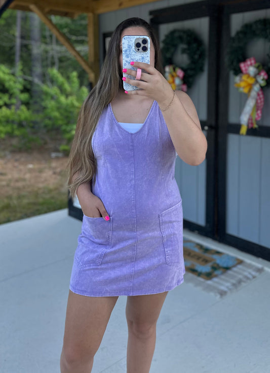 Lavender Cotton Dress With Pockets