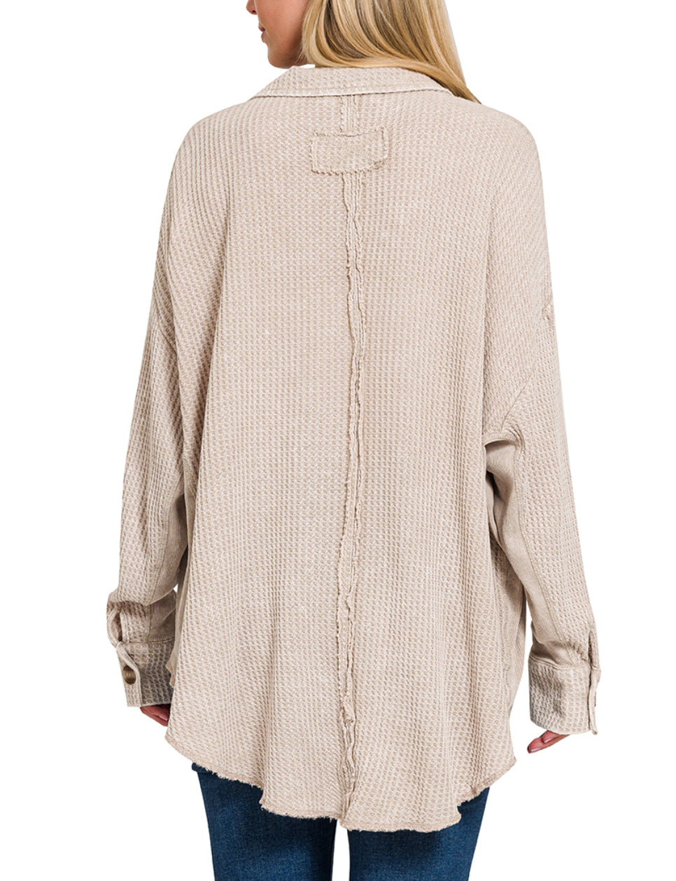 Zenana Oversized Waffle Shacket