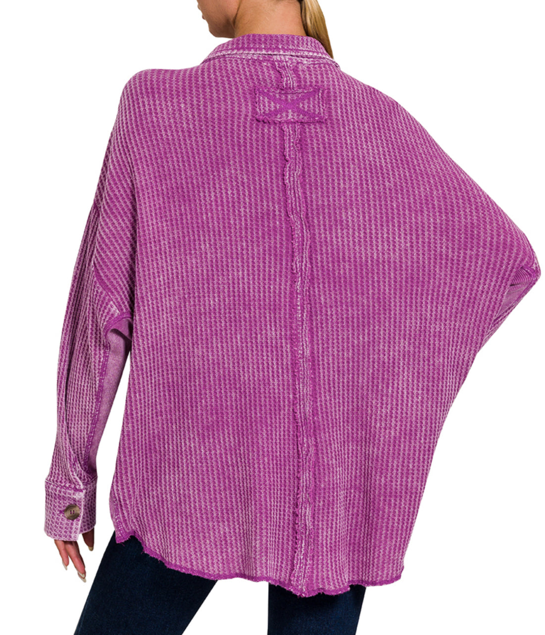 Zenana Oversized Waffle Shacket