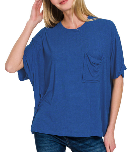 Zenana Oversized Ribbed Short Sleeve
