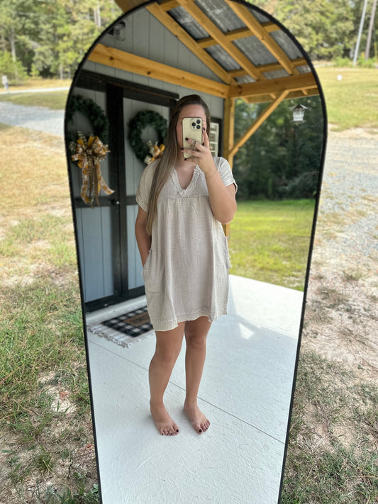 Zenana Raw Edge V-Neck Dress