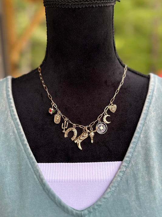 Cactus & Cowboy Hat Charm Necklace