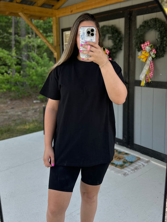 Black Tee & Biker Short Set