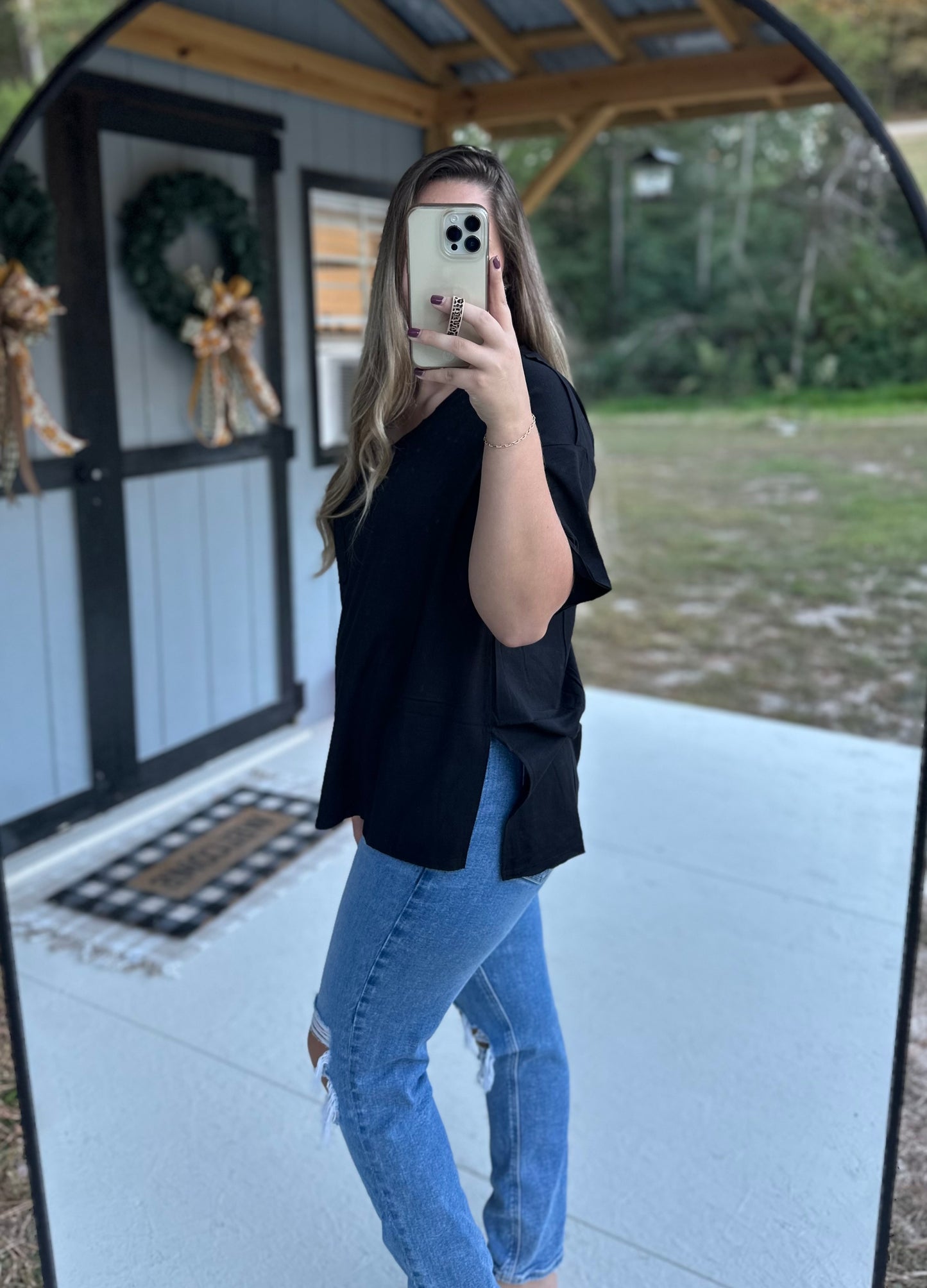 Zenana Raw Edge Boyfriend Tee