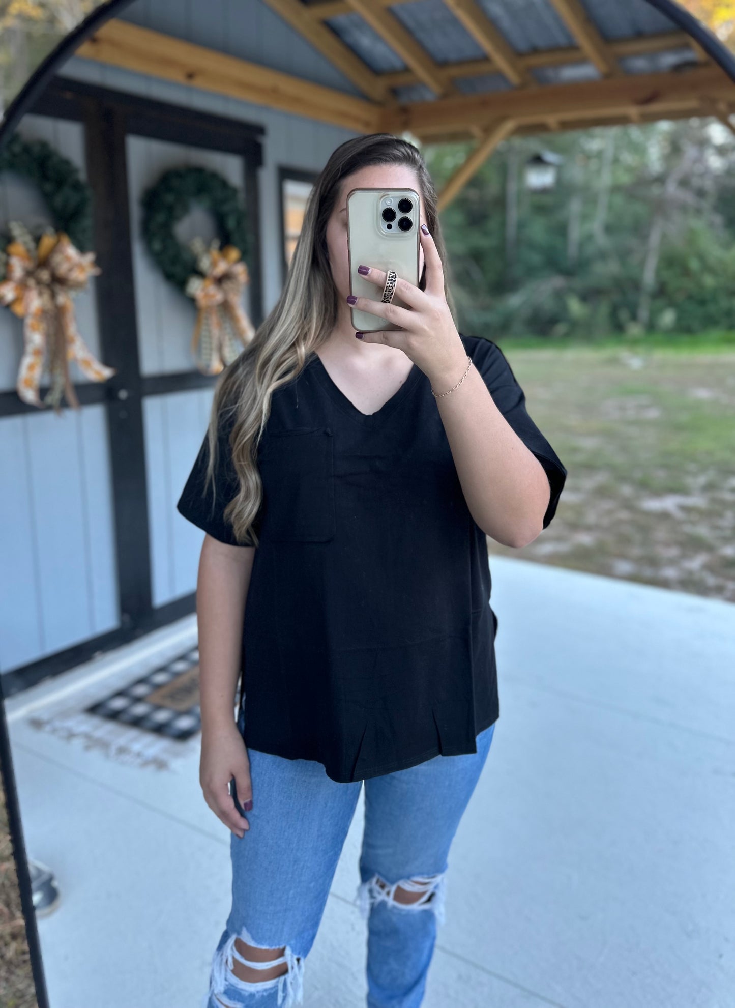 Zenana Raw Edge Boyfriend Tee