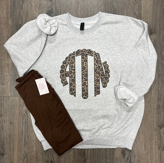 Brown Leopard Monogram Sweatshirt