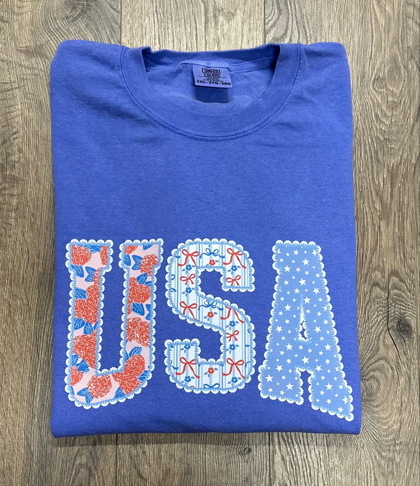 Lace Trim USA Short Sleeve