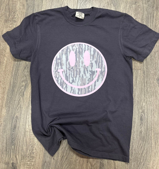 Camo Smiley Face Short Sleeve